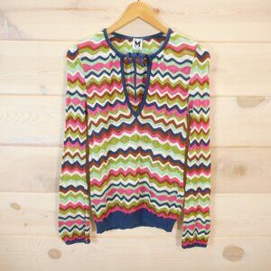 M Missoni Womens Colorful Zig Zag Pattern Long Sleeve Sweater sz 40 US S [HOLES]